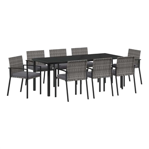 vidaXL Garden Dining Set 9 pcs Grey Powder-Coated Steel