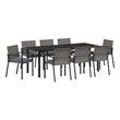 vidaXL Garden Dining Set 9 pcs Grey Powder-Coated Steel