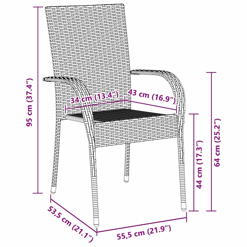 vidaXL Garden Dining Set 7 pcs Black Powder-Coated Steel