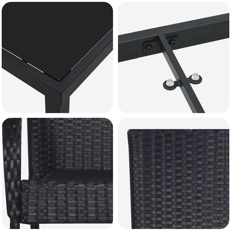 vidaXL Garden Dining Set 7 pcs Black Powder-Coated Steel