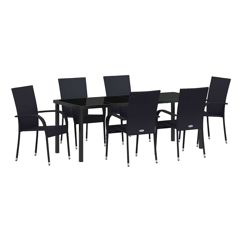 vidaXL Garden Dining Set 7 pcs Black Powder-Coated Steel