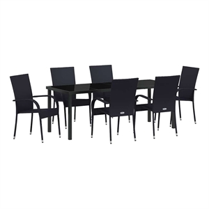 vidaXL Garden Dining Set 7 pcs Black Powder-Coated Steel