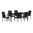 vidaXL Garden Dining Set 7 pcs Black Powder-Coated Steel