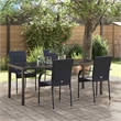 vidaXL Garden Dining Set 5 pcs Black Powder-Coated Steel