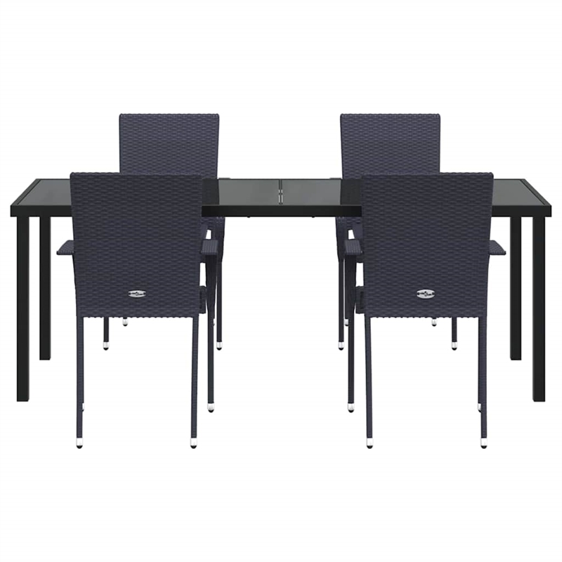 vidaXL Garden Dining Set 5 pcs Black Powder-Coated Steel