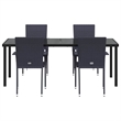 vidaXL Garden Dining Set 5 pcs Black Powder-Coated Steel