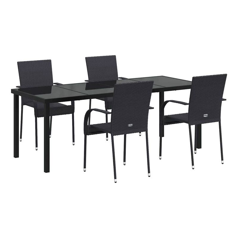vidaXL Garden Dining Set 5 pcs Black Powder-Coated Steel