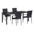 vidaXL Garden Dining Set 5 pcs Black Powder-Coated Steel