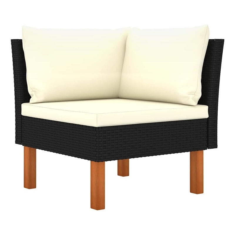 vidaXL Corner Sofa Poly Rattan and Solid Eucalyptus Wood