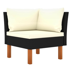 vidaXL Corner Sofa Poly Rattan and Solid Eucalyptus Wood