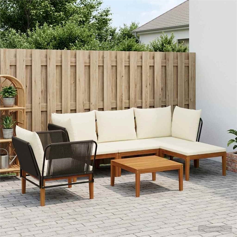 vidaXL 6 pcs Solid Acacia Wood & Rope Natural
