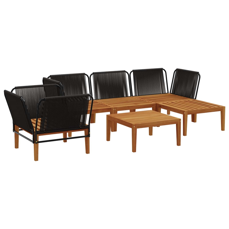 vidaXL 6 pcs Solid Acacia Wood & Rope Natural