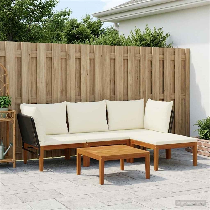 vidaXL 5 pcs Solid Acacia Wood & Rope Natural