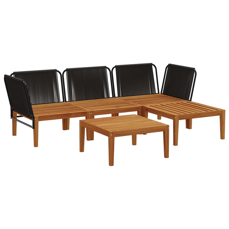 vidaXL 5 pcs Solid Acacia Wood & Rope Natural