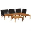 vidaXL 5 pcs Solid Acacia Wood & Rope Natural