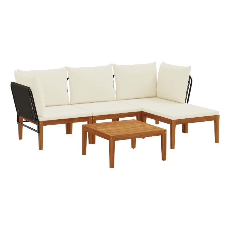 vidaXL 5 pcs Solid Acacia Wood & Rope Natural