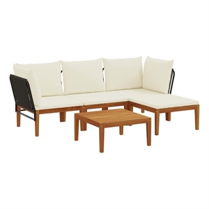 vidaXL 5 pcs Solid Acacia Wood & Rope Natural