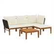 vidaXL 5 pcs Solid Acacia Wood & Rope Natural