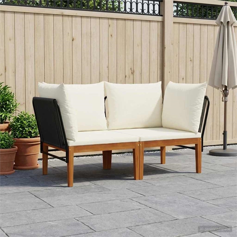 vidaXL 2 pcs Solid Acacia Wood & Rope Natural