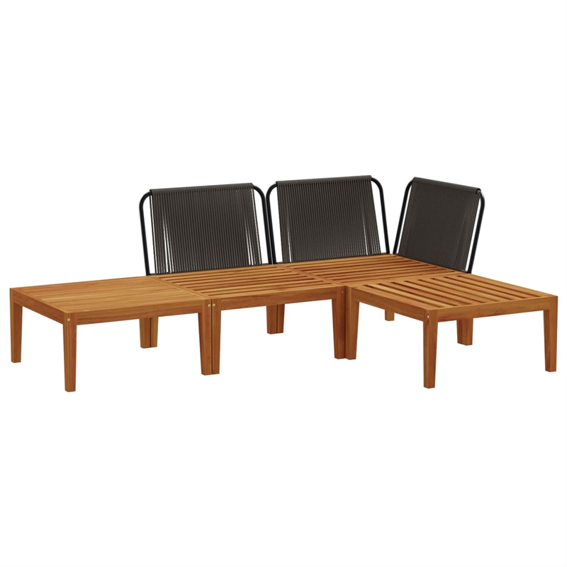 vidaXL 4 pcs Solid Acacia Wood & Rope Natural
