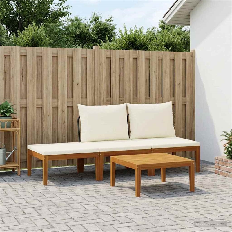 vidaXL 4 pcs Solid Acacia Wood & Rope Natural