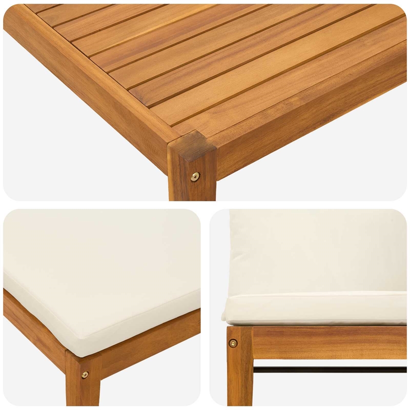 vidaXL 4 pcs Solid Acacia Wood & Rope Natural