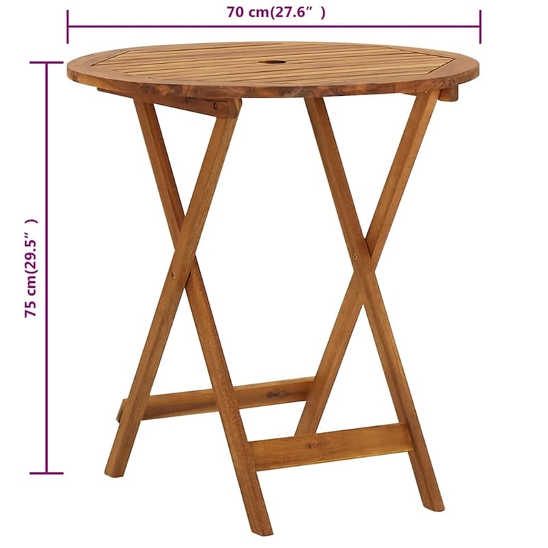 vidaXL Folding Patio Table 27.6