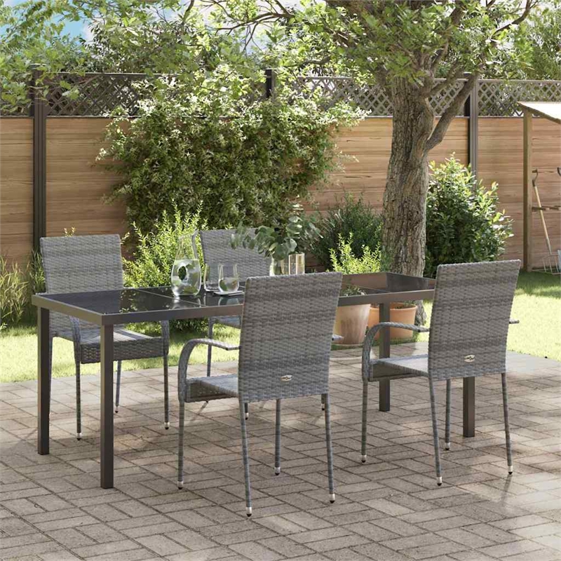 vidaXL Garden Dining Set 5 pcs Grey Powder-Coated Steel