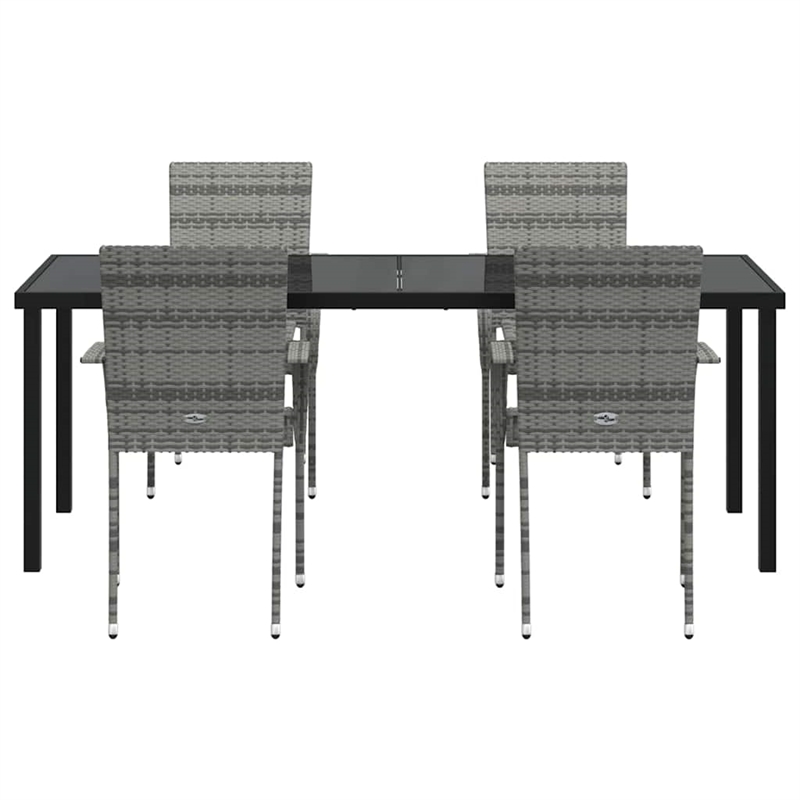 vidaXL Garden Dining Set 5 pcs Grey Powder-Coated Steel
