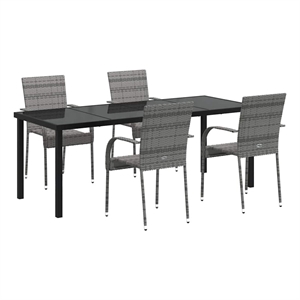 vidaXL Garden Dining Set 5 pcs Grey Powder-Coated Steel