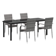 vidaXL Garden Dining Set 5 pcs Grey Powder-Coated Steel