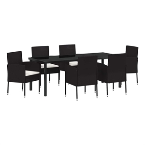 vidaXL Garden Dining Set 7 pcs Black Poly Rattan