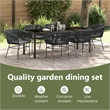 vidaXL Garden Dining Set 7 pcs Black Powder-Coated Steel