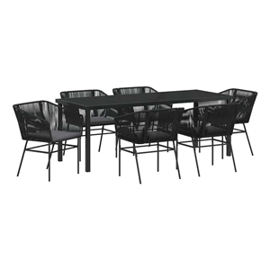 vidaXL Garden Dining Set 7 pcs Black Powder-Coated Steel