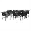 vidaXL Garden Dining Set 7 pcs Black Powder-Coated Steel
