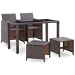vidaXL 5 Piece Patio Dining Set with Cushions Poly Rattan Brown