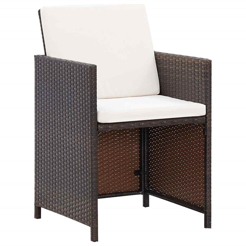 vidaXL 5 Piece Patio Dining Set with Cushions Poly Rattan Brown
