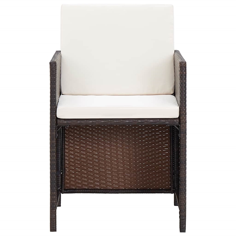 vidaXL 5 Piece Patio Dining Set with Cushions Poly Rattan Brown