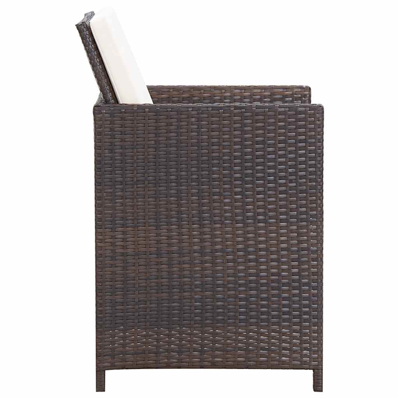 vidaXL 5 Piece Patio Dining Set with Cushions Poly Rattan Brown