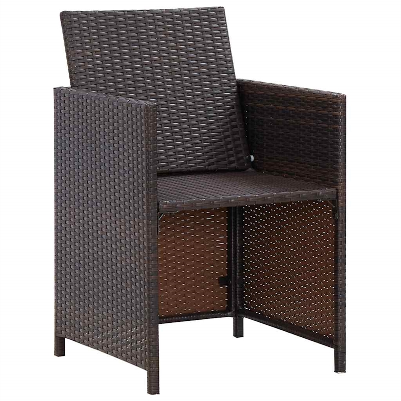 vidaXL 5 Piece Patio Dining Set with Cushions Poly Rattan Brown