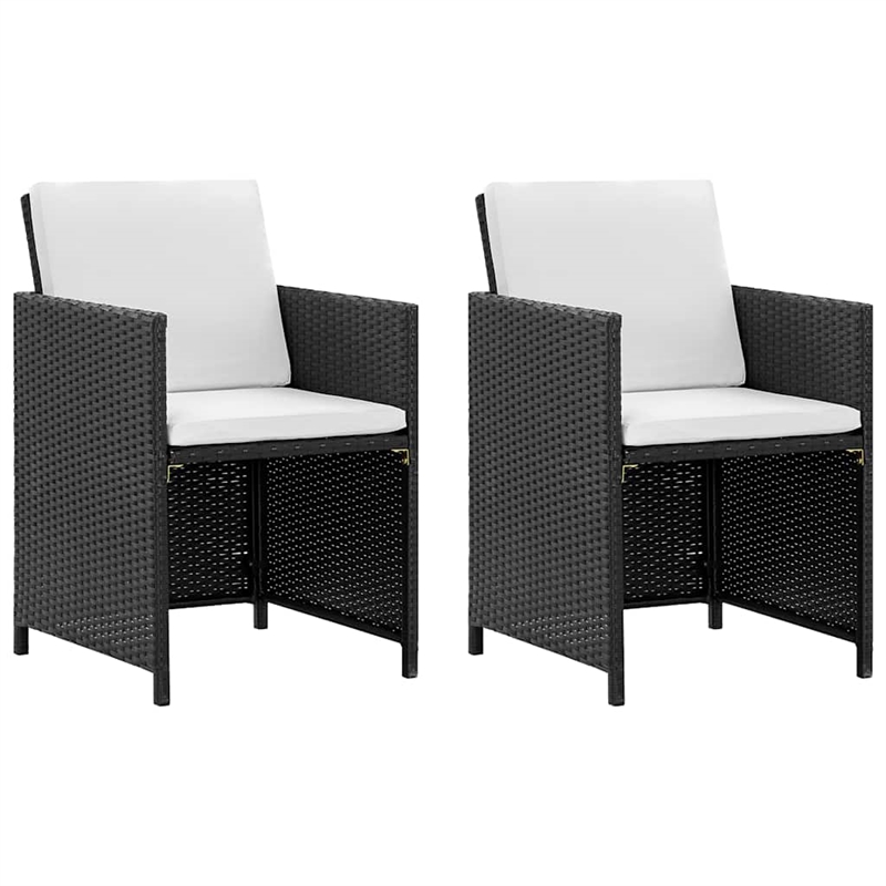 vidaXL 5 Piece Patio Dining Set with Cushions Poly Rattan Black
