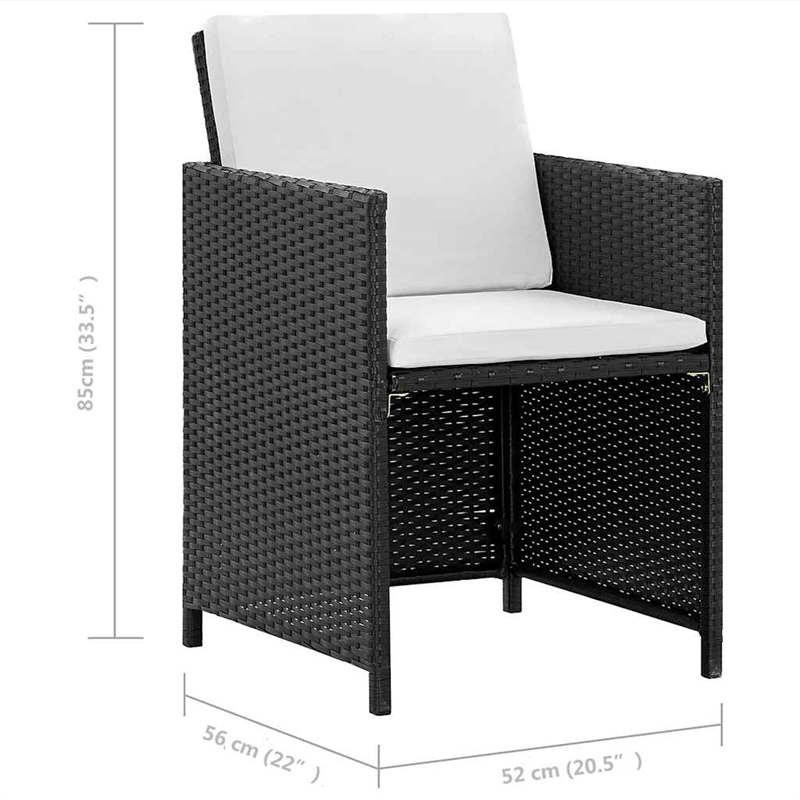 vidaXL 5 Piece Patio Dining Set with Cushions Poly Rattan Black