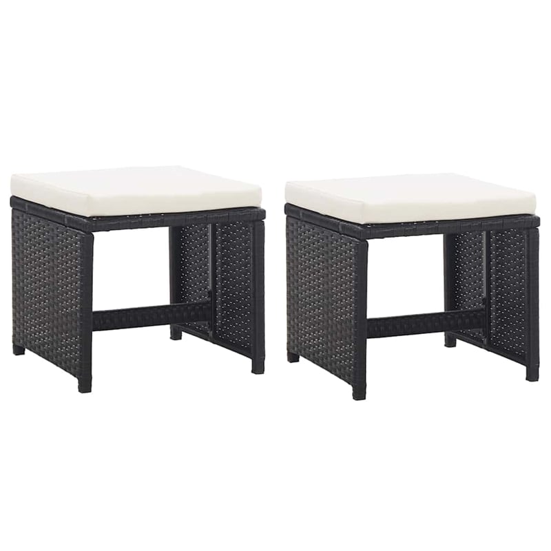vidaXL 5 Piece Patio Dining Set with Cushions Poly Rattan Black