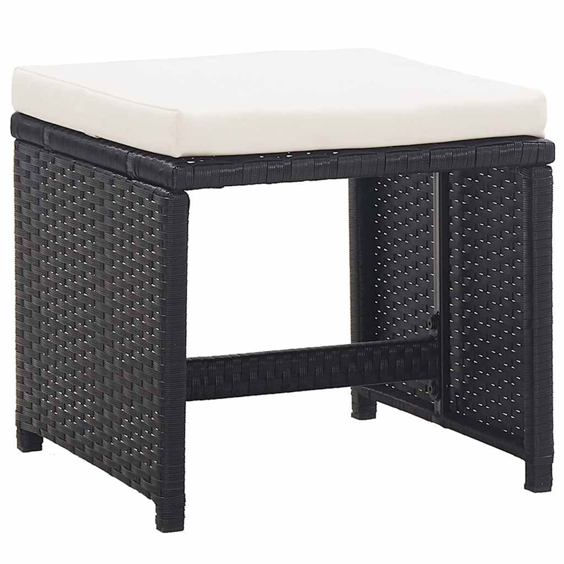 vidaXL 5 Piece Patio Dining Set with Cushions Poly Rattan Black