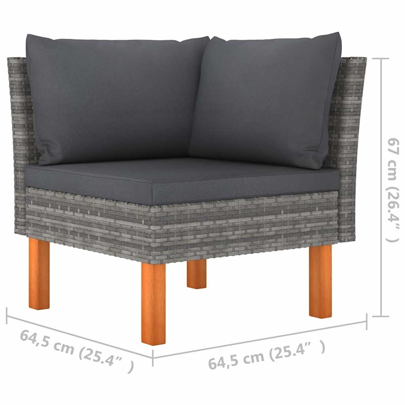 vidaXL Corner Sofa Poly Rattan and Solid Eucalyptus Wood
