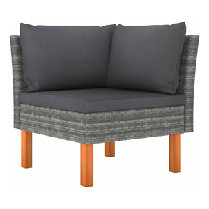 vidaXL Corner Sofa Poly Rattan and Solid Eucalyptus Wood