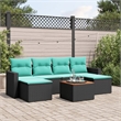 vidaXL 7 Piece Patio Sofa Set with Cushions Black Poly Rattan