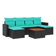 vidaXL 7 Piece Patio Sofa Set with Cushions Black Poly Rattan