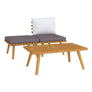 vidaXL 3 Piece Patio Lounge Set with Cushions Solid Acacia Wood