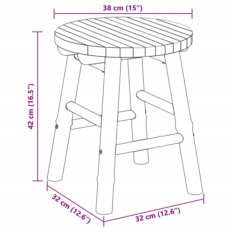 vidaXL Garden Stool Natural 14.96 x 16.54 in Bamboo